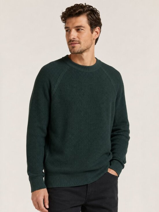 The Normal Brand Other - The Normal Brand Men’s Dark Green Textured Crewneck Sweater Medium